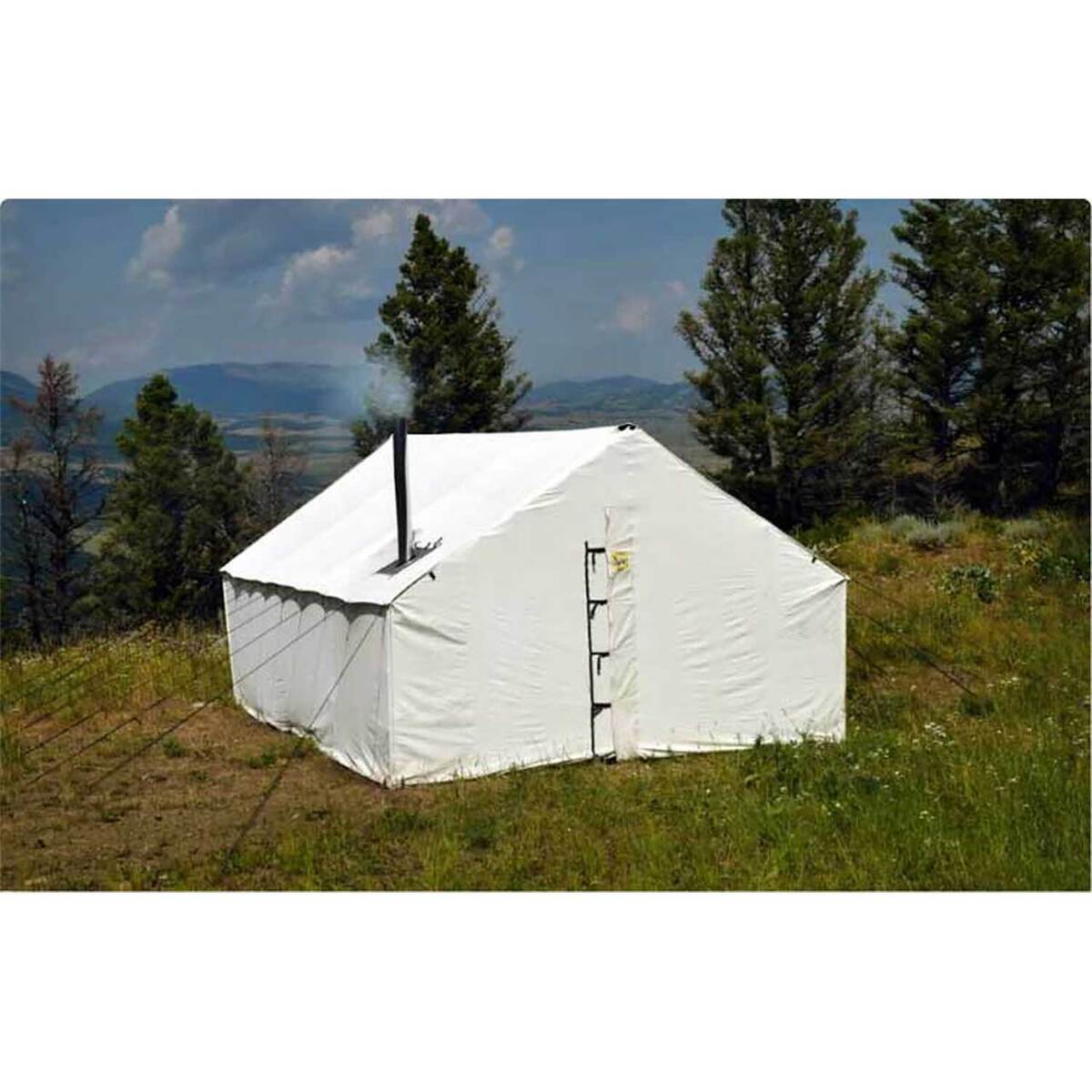 Montana Canvas 12ft x 14ft Traditional Canvas Tent - White - White Montana Canvas 12ft x 14ft Traditional Canvas Tent - White - White