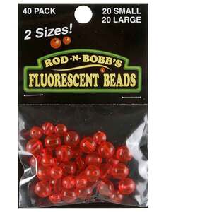 Rod-N-Bobb's Fluorescent Beads - Red, sm/lrg, 40pk