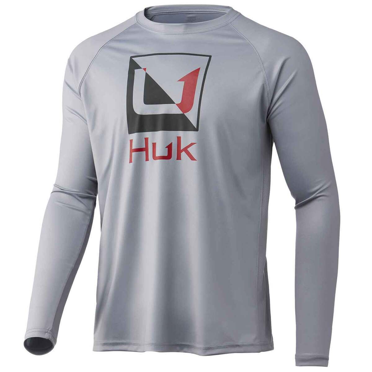 Huk Men's Reflection Pursuit Long Sleeve Fishing Shirt - Overcast Grey - M  - Overcast Grey M