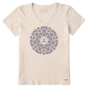 Life Is Good Women's Wildflower Primal Mandala Short Sleeve Casual Shirt
