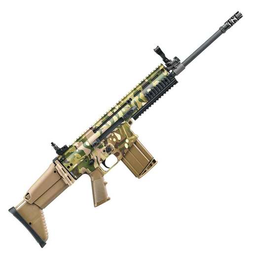 FN SCAR 17S 7.62mm NATO 16.25in Flat Dark Earth Multicam Cerakote Semi Automatic Modern Sporting Rifle - 20+1 Rounds - Camo, Brown image