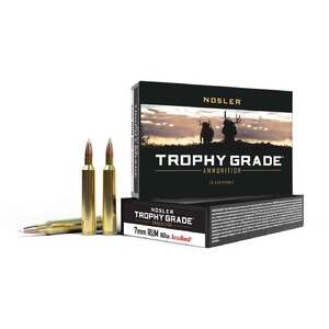 Nosler Trophy Grade 7mm Remington Ultra Magnum 160gr FMJSP Rifle Ammo - 20 Rounds