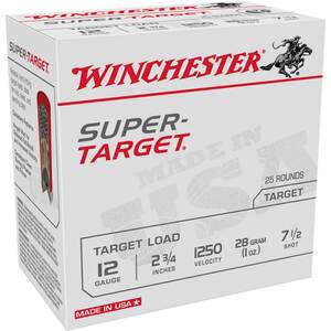 Winchester Super Target 12 Gauge 2-3/4in 1oz #7.5 Target Shotshells - 25 Rounds