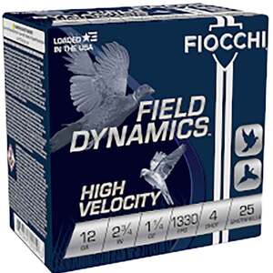 Fiocchi Field Dynamics 12 Gauge 2-3/2in #4 1-1/4oz Upland Shotshells - 25 Rounds