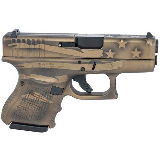 Glock 26 Gen4 9mm Luger 3.43in Coyote Battle Worn Flag Cerakote Pistol - 10+1 Rounds - Tan Subcompact image