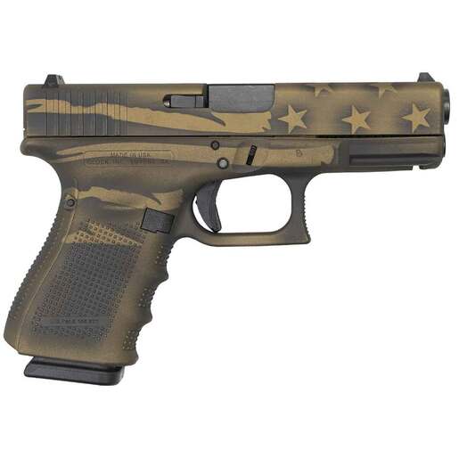 Glock G23 Gen4 Compact 40 S&W 4.02in Black / Coyote Battle Worn Flag Cerakote Pistol - 13+1 Rounds - Brown Compact image