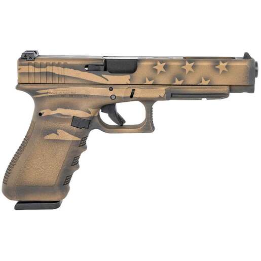 Glock G35 Gen5 Competition 40 S&W 5.31in Black / Coyote Battle Worn Flag Cerakote Pistol - 15+1 Rounds - Brown image