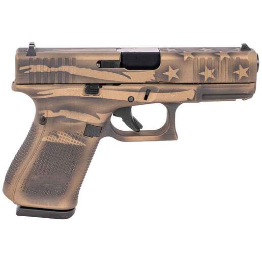 Glock G19 Gen5 Compact 9mm Luger 4.02in Black / Coyote Battle Worn Flag Cerakote Pistol - 15+1 Rounds - Brown Compact image