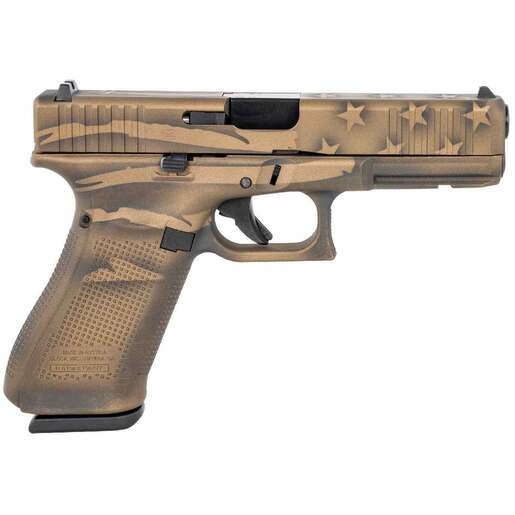 Glock G17 Gen5 9mm Luger 4.49in Black / Coyote Battle Worn Flag Cerakote Pistol - 17+1 Rounds - Brown image
