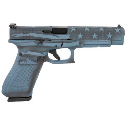 Glock G34 Gen5 Competition MOS 9mm Luger 5.31in Blue Titanium Flag Cerakote Pistol - 17+1 Rounds - Blue image