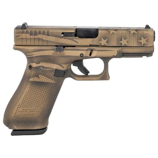 Glock G45 Gen5 Compact Crossover 9mm Luger 4.02in Black / Coyote Battle Worn Flag Cerakote Pistol - 17+1 Rounds - Brown image