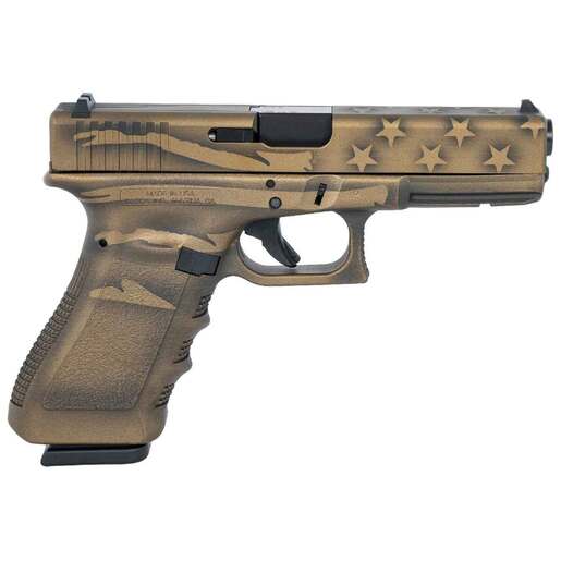 Glock G17 Gen3 9mm Luger 4.49in Black / Coyote Battle Worn Flag Cerakote Pistol - 17+1 Rounds - Brown image