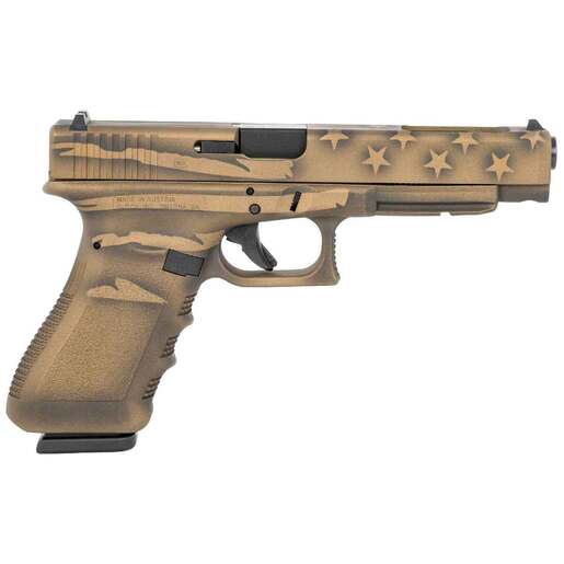 Glock G34 Gen3 Competition 9mm Luger 5.31in Black / Coyote Battle Worn Flag Cerakote Pistol - 17+1 Rounds - Brown image