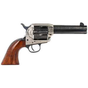 Taylors and Company 1873 Cattleman 45 (Long) Colt 4.75in Blued Floral Coin Photo Engraved Steel Revolver - 6 Rounds