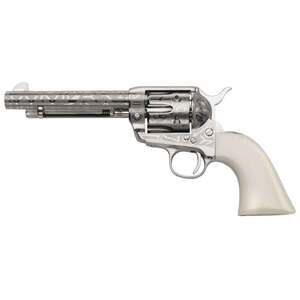Taylors and Company 1873 Cattle Brand 357 Magnum 5.5in Nickel-Plated Engraved Revolver - 6 Rounds