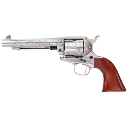 Taylors and Company 1873 Cattleman 357 Magnum 5.5in White Floral Engraved Steel Revolver - 6 Rounds image