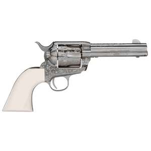 Taylor's & Company 1873 Cattleman Outlaw Legacy 45 (Long) Colt 4.75in Nickel Engraved Steel Revolver - 6 Rounds