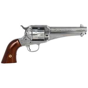 Taylor's & Company 1875 Army Outlaw 45 (Long) Colt 5.5in White Engraved Steel Revolver - 6 Rounds