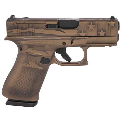 Glock 43X Sub-Compact MOS 9mm Luger 3.41in Coyote Battle Worn Flag Cerakote Pistol - 10+1 Rounds - Brown image