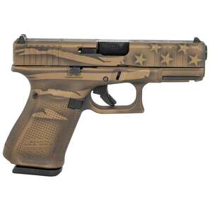 Glock 19 Gen5 Compact MOS 9mm Luger 4.02in Coyote Battle Worn Flag Cerakote Pistol - 15+1 Rounds