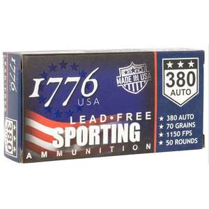 1776 USA Sporting 380 Auto (ACP) 70gr Lead Free Ball Handgun Ammo - 50 Rounds