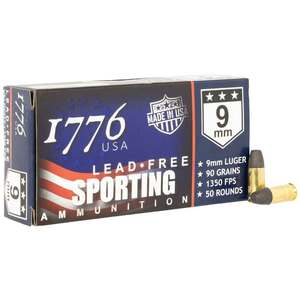 1776 USA Sporting 9mm Luger 90gr Lead Free Ball Handgun Ammo - 50 Rounds