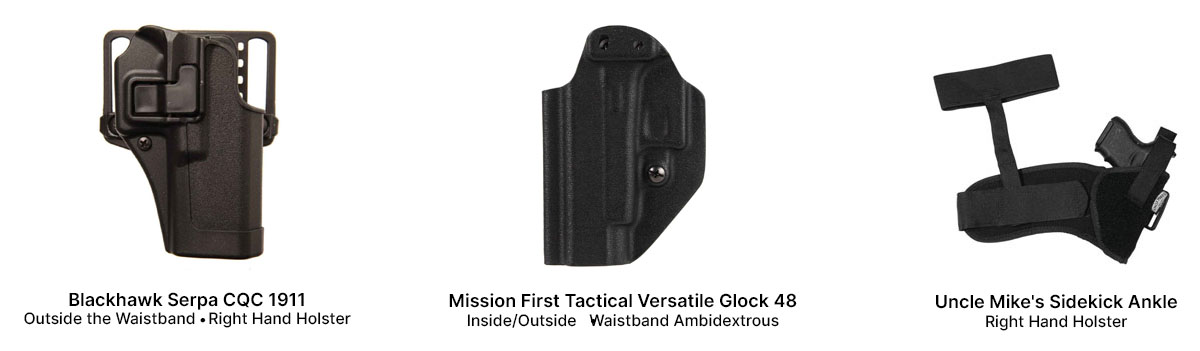 three conceal carry gun holsters