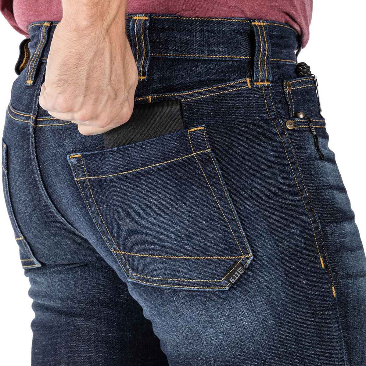 5.11 Men's Defender Flex Straight Fit Tactical Jeans - Dark Wash Indigo ...