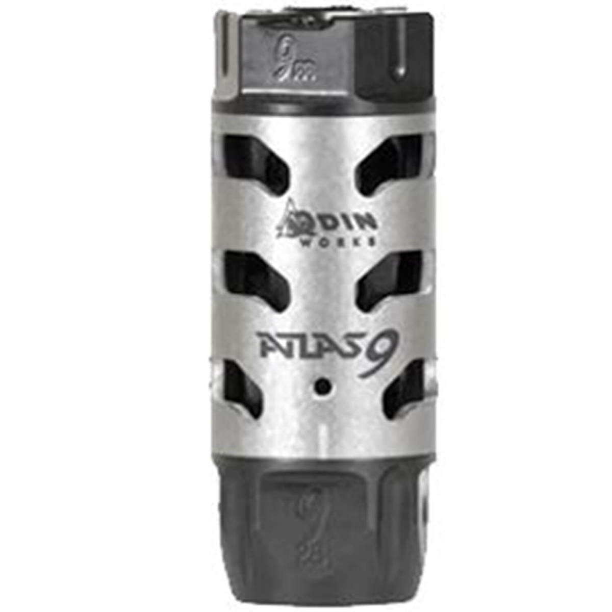 Odin Works Atlas 9mm Luger 1/2-28 Thread Compensator - Silver/Black - Silver/Black 2.5in Odin Works Atlas 9mm Luger 1/2-28 Thread Compensator - Silver/Black - Silver/Black 2.5in