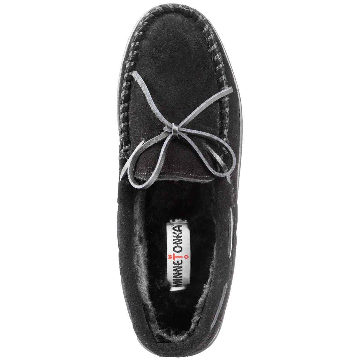 Minnetonka Men's Wide Piled Lined Hardsole Slippers - Black - Size 9W ...