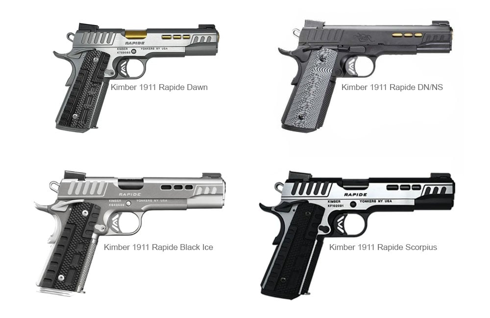 Kimber 1911 Rapide - Dawn, Scorpius, Black Ice, DN/NS