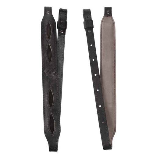 AA&E Cobra With Embossed Deer Head Leather Sling - Black - Black - A A And E Leathercraft