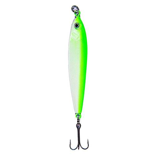 Adamsbuilt Sierra Minnow Jig Jigging Spoon – Glow Pearl/Green Stripe