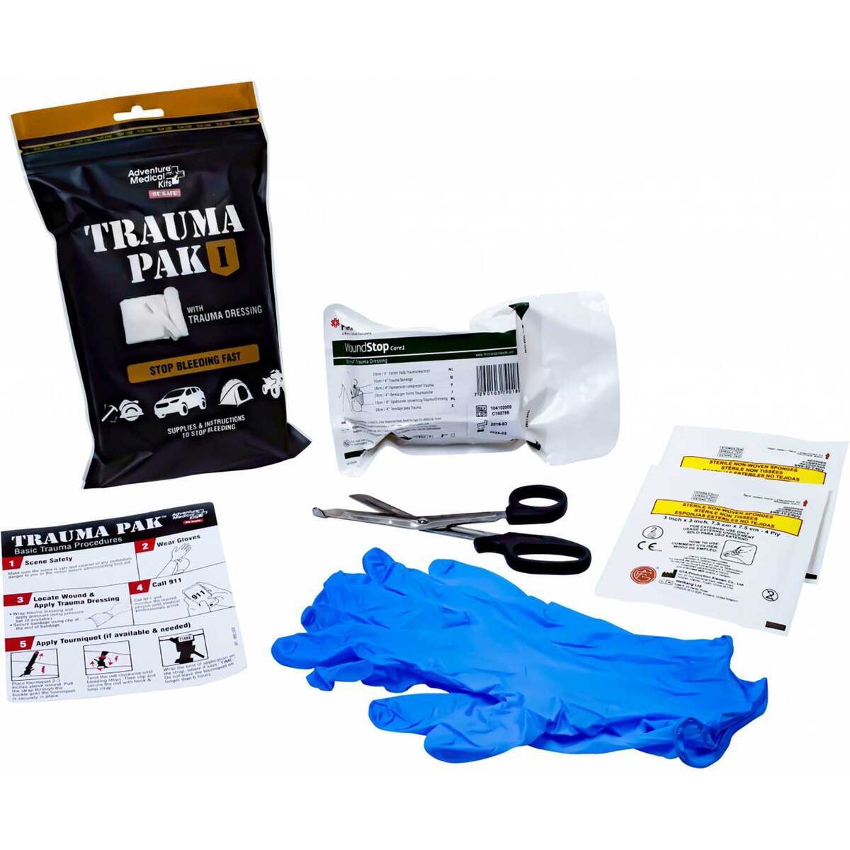 Adventure Medical Kits Trauma Pak 1 First Aid Kit - 9 Pieces - Black 5.75in x 1.5in x 9in Adventure Medical Kits Trauma Pak 1 First Aid Kit - 9 Pieces - Black 5.75in x 1.5in x 9in