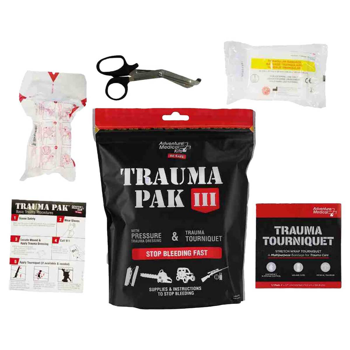 Adventure Medical Kits Trauma Pak III First Aid Kit - 8 Pieces - Black Adventure Medical Kits Trauma Pak III First Aid Kit - 8 Pieces - Black