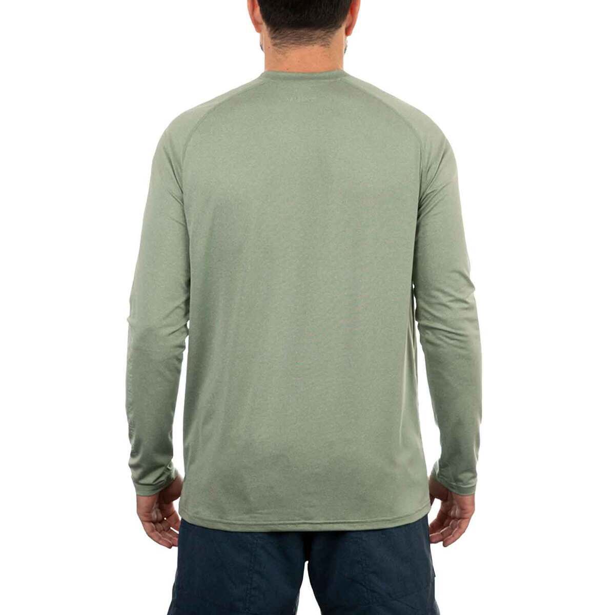 AFTCO Men's Samurai Sun Protection Long Sleeve Fishing Shirt - Olive Heather - M - Olive Heather M AFTCO Men's Samurai Sun Protection Long Sleeve Fishing Shirt - Olive Heather - M - Olive Heather M