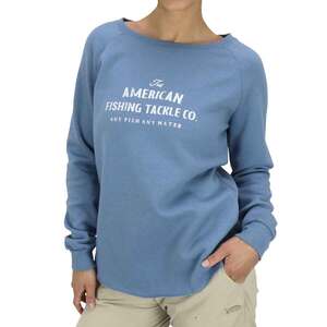AFTCO Women's Whiskey Crewneck Fleece Sweatshirt - Light Blue - L