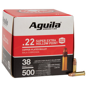 Aguila 22 Long Rifle 38gr Copper-Plated Hollow Point Rimfire Ammo - 500 Rounds
