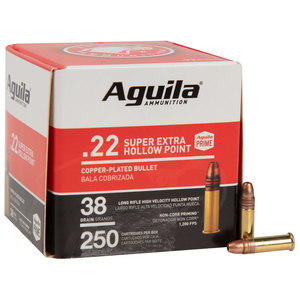 Aguila 22 Long Rifle 38gr Copper Plated Hollow Point Rimfire Ammo - 250 Rounds