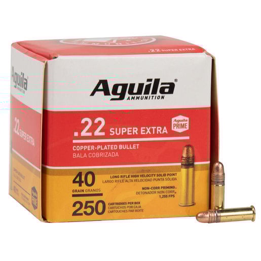 Aguila 22 Long Rifle 40gr Copper-Plated Solid Point Rimfire Ammo Ammo - 250 Rounds 250 Rounds Ammo