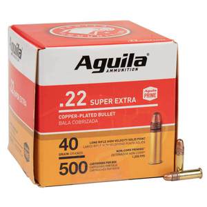 Point 22 Riffle Aguila 22 Long Rifle 40gr Copper-Plated Solid Point Rimfire Ammo - 500 ...