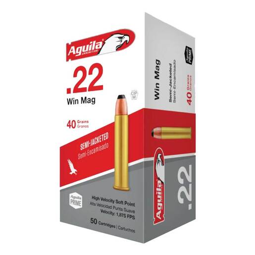 Aguila 22 WMR (22 Mag) 40gr SJSP Rimfire Ammo – 50 Rounds