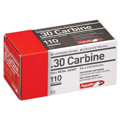 Aguila 30 Carbine 110gr FMJ Rifle Ammo – 50 Rounds