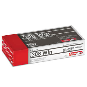 Aguila 308 Winchester 150gr FMJ BT Rifle Ammo - 20 Rounds
