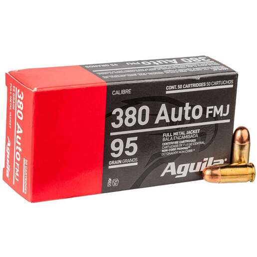 Aguila 380 Auto (ACP) 95gr FMJ Handgun Ammo Ammo - 50 Rounds 50 Rounds Ammo