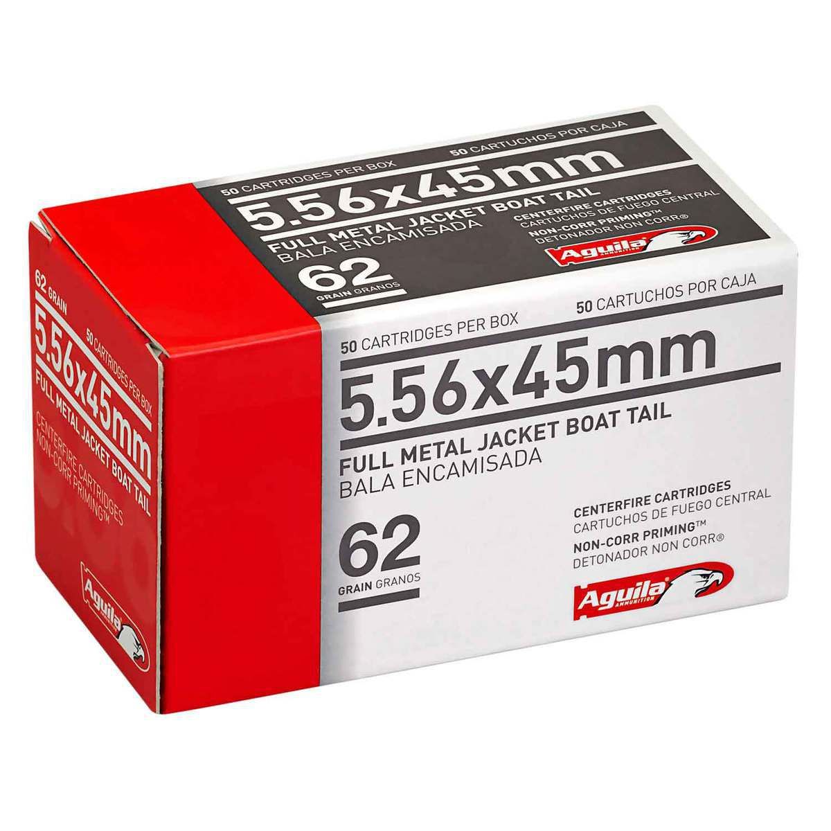 Aguila 5.56mm NATO 62gr FMJ BT Rifle Ammo - 50 Rounds Aguila 5.56mm NATO 62gr FMJ BT Rifle Ammo - 50 Rounds