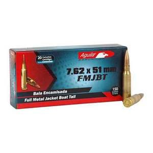 Aguila 7.62mm NATO 150gr FMJ BT Rifle Ammo - 20 Rounds