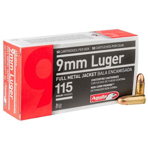 Aguila 9mm Luger 115gr FMJ Handgun Ammo Ammo - 50 Rounds 50 Rounds Ammo