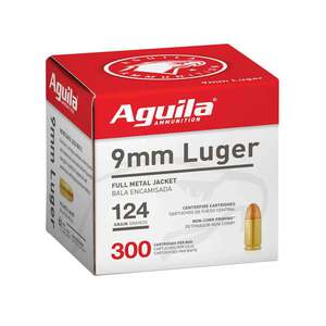 Aguila 9mm Luger 124gr FMJ Handgun Ammo - 300 Rounds