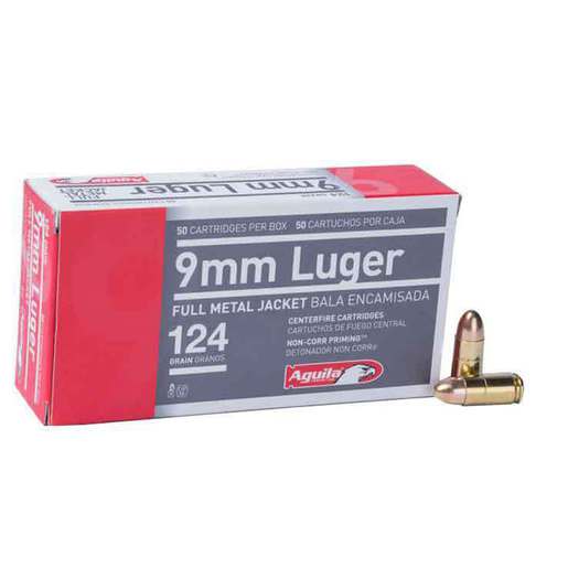 Aguila 9mm Luger 124gr FMJ Handgun Ammo Ammo - 50 Rounds 50 Rounds Ammo